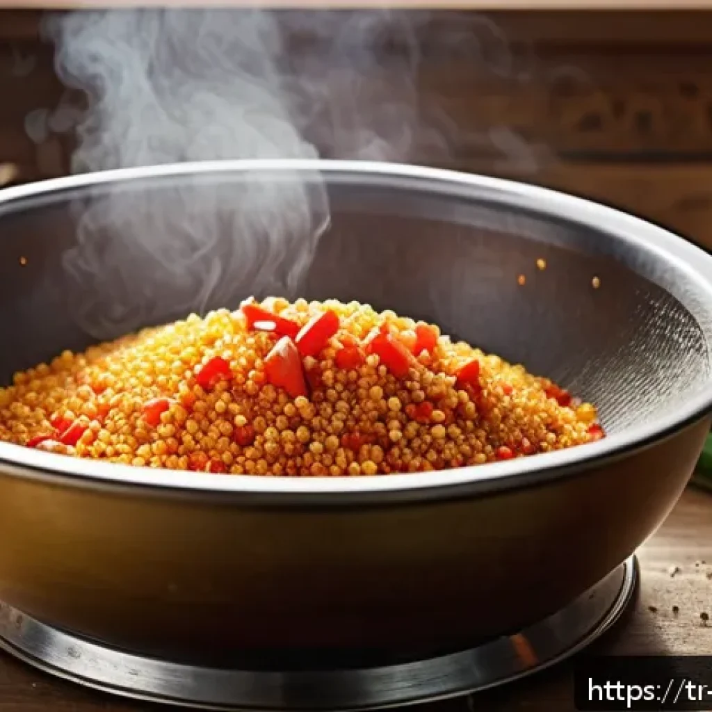 모로코식 쿠스쿠스 만드는 법 - A vibrant and inviting kitchen scene showcasing the preparation of traditional Turkish couscous (kus...