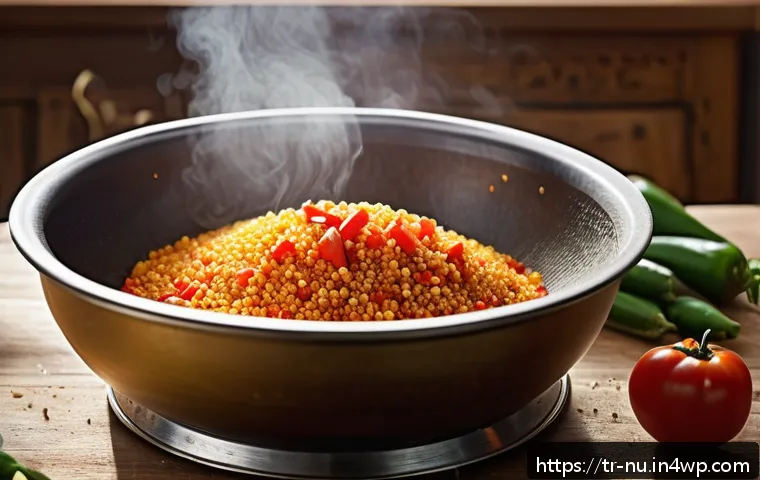 모로코식 쿠스쿠스 만드는 법 - A vibrant and inviting kitchen scene showcasing the preparation of traditional Turkish couscous (kus...